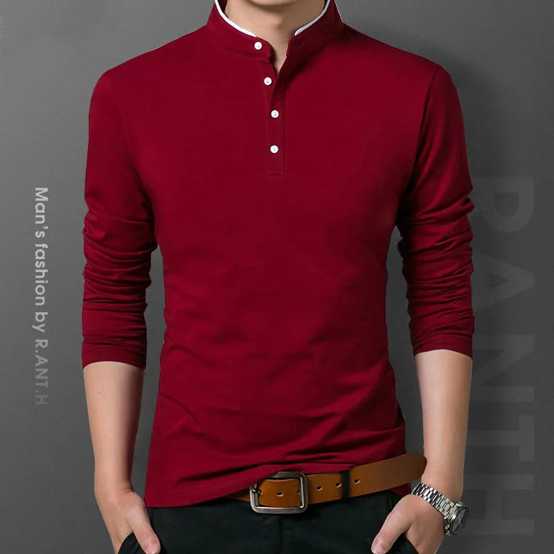 Casual Polo Long Sleeve T-shirt