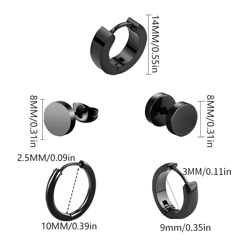 Black Stainless Steel  Earrings Set