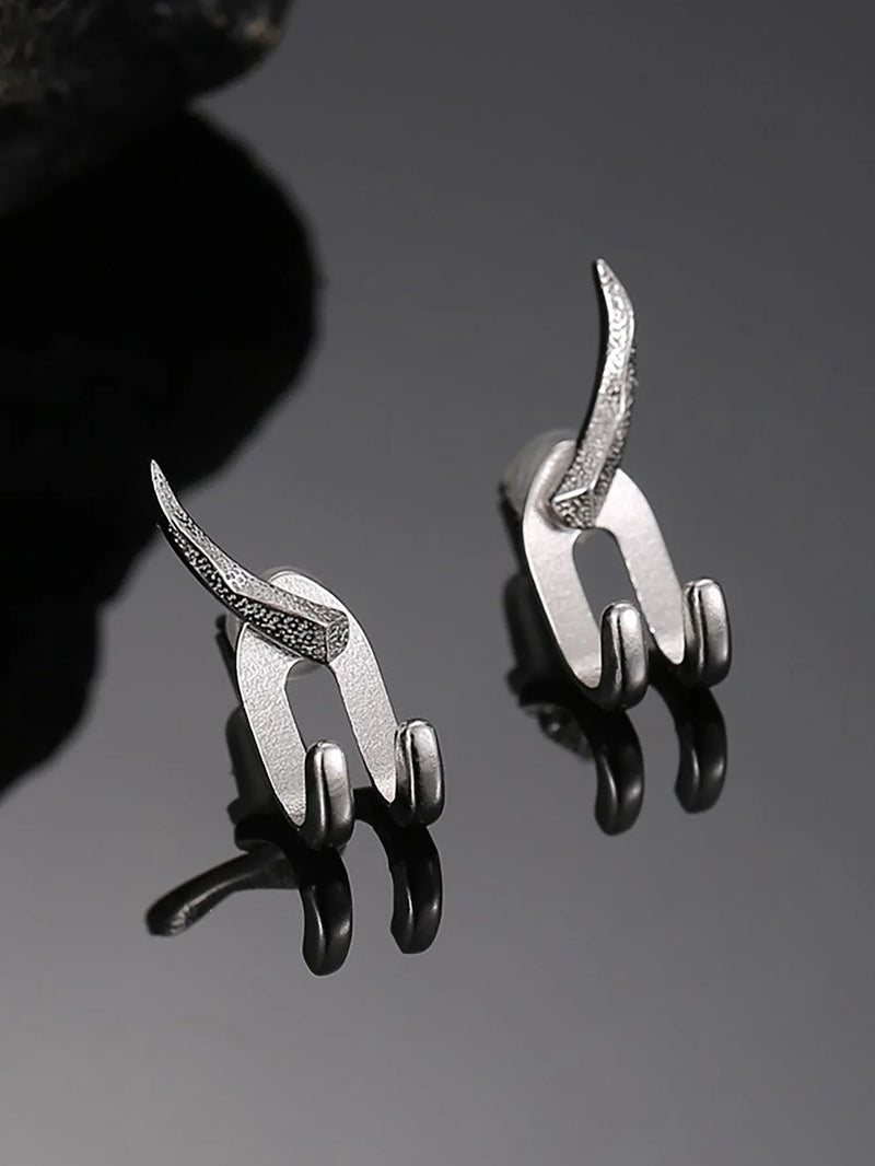 Silver Color Curved Hook Earrings