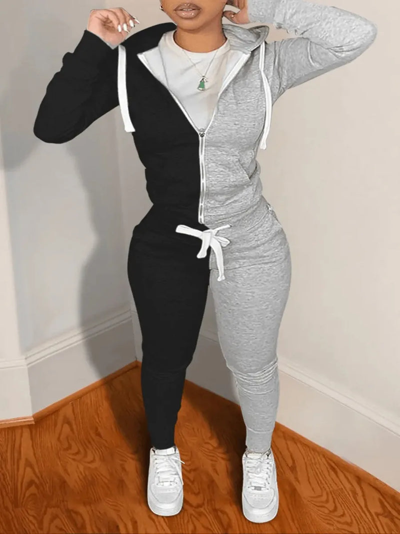 Sweat Heart Zipper Up Tracksuit Set
