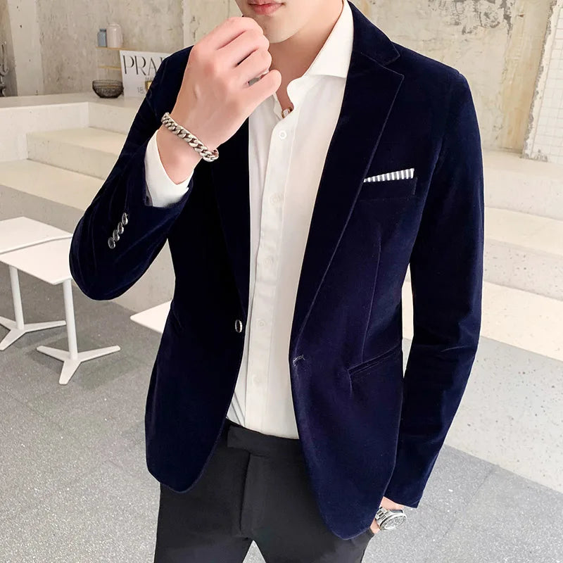 Mens Blazer Jacket Fashion Casual Suit