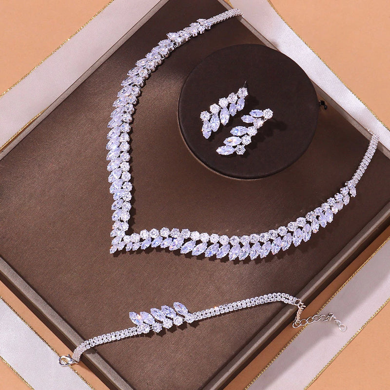 Luxury Zircon Earring Bracelet Set