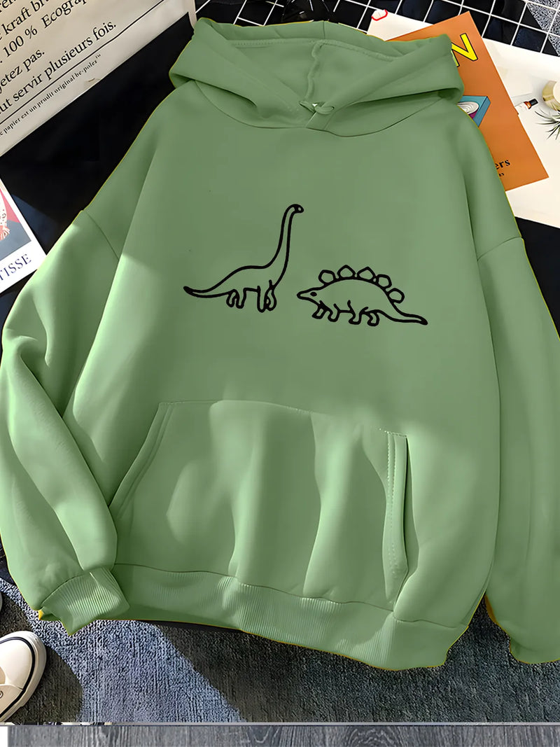 Kawaii Dinosaurs Print Hoodies