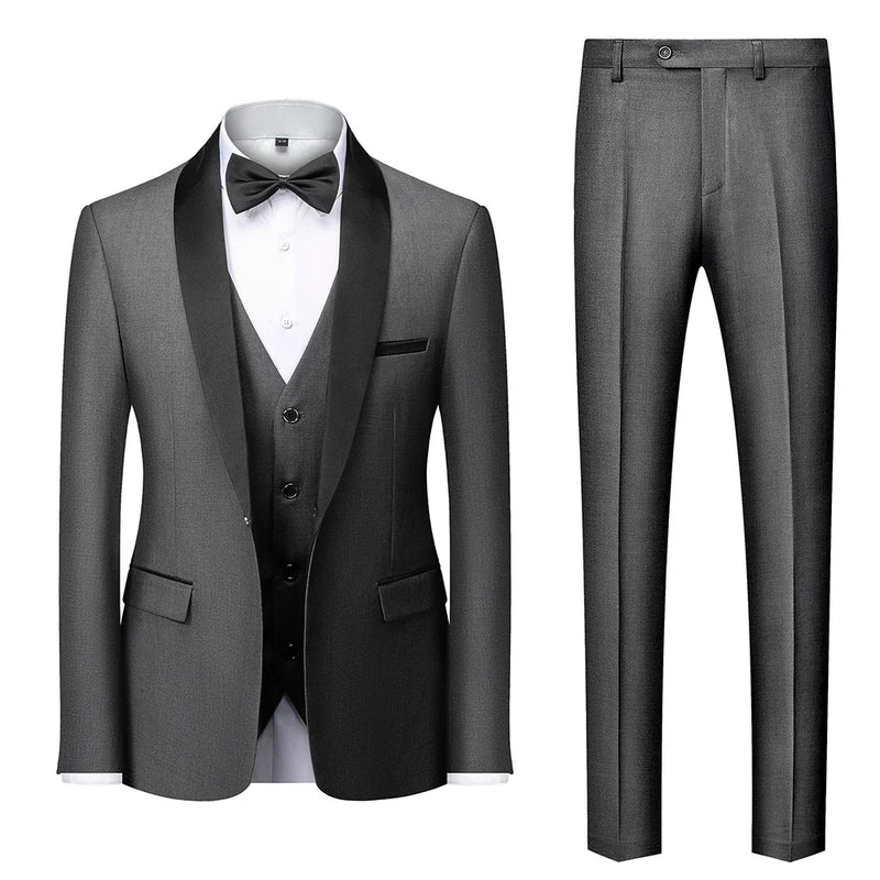 Men Marriage Color Black Collar Suits