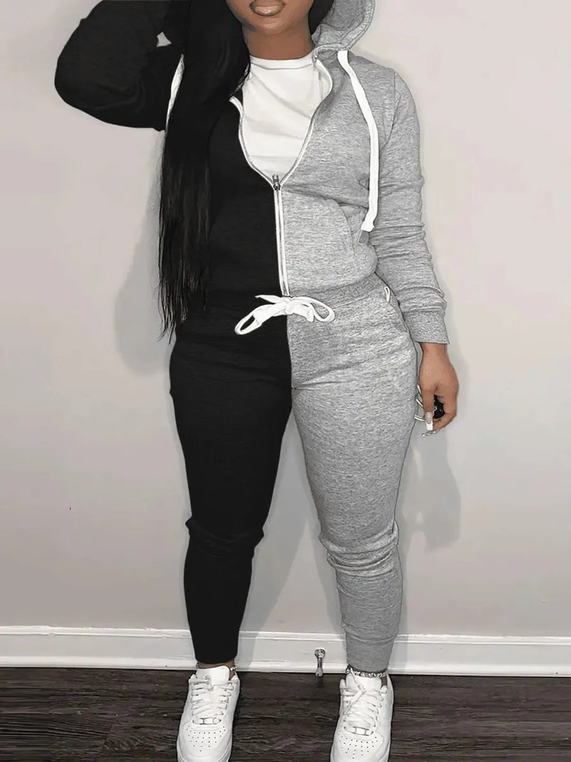 Sweat Heart Zipper Up Tracksuit Set
