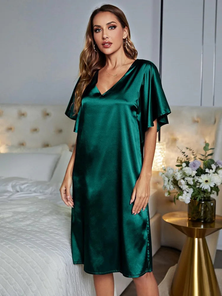 Loose Casual Sexy Silk Sleepwear