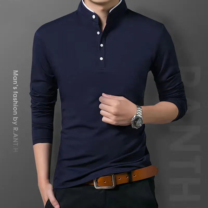 Casual Polo Long Sleeve T-shirt