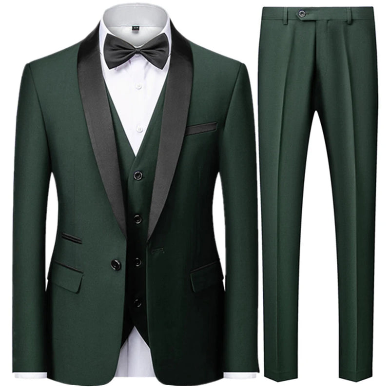 Suit Coat Pants Vest 3 Pcs Set