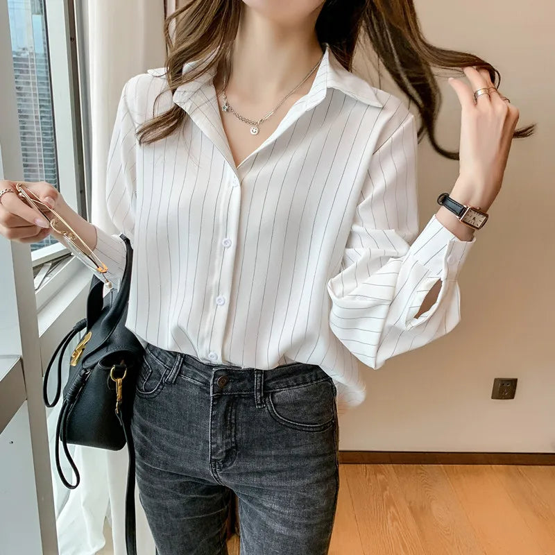 Chiffon Long Sleeve Shirt Tops