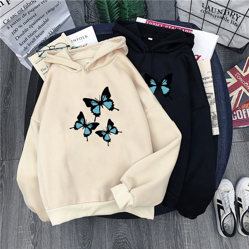 Chic Butterflies Graphic Print Hoodies