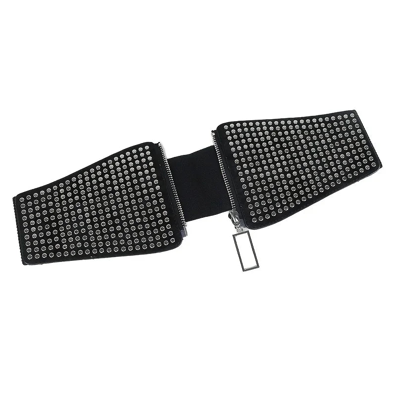 Wide Elastic Studded Belt