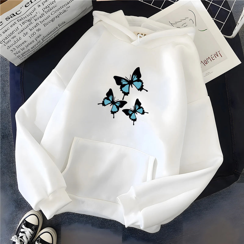 Chic Butterflies Graphic Print Hoodies