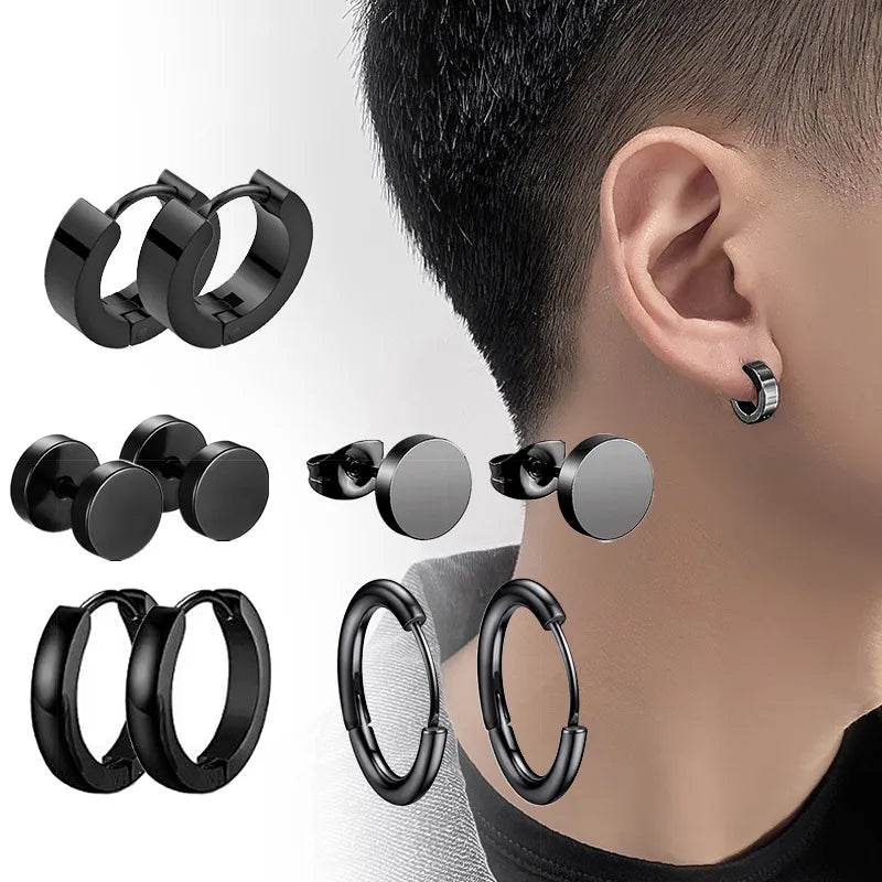 Black Stainless Steel  Earrings Set