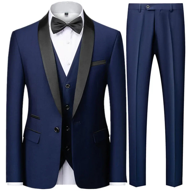 Men Marriage Color Black Collar Suits