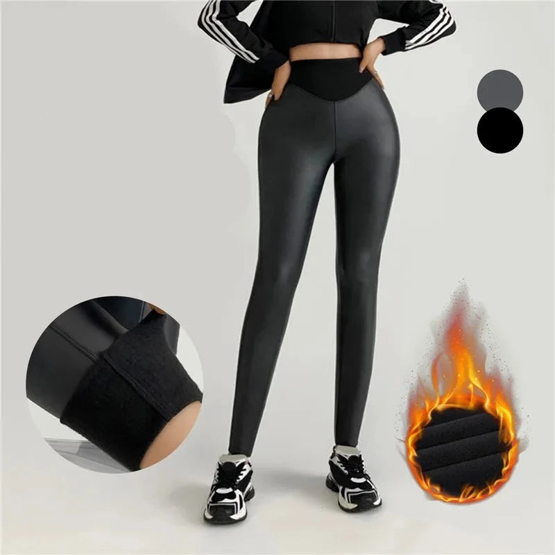 Pu Leather Women High Waist Pants