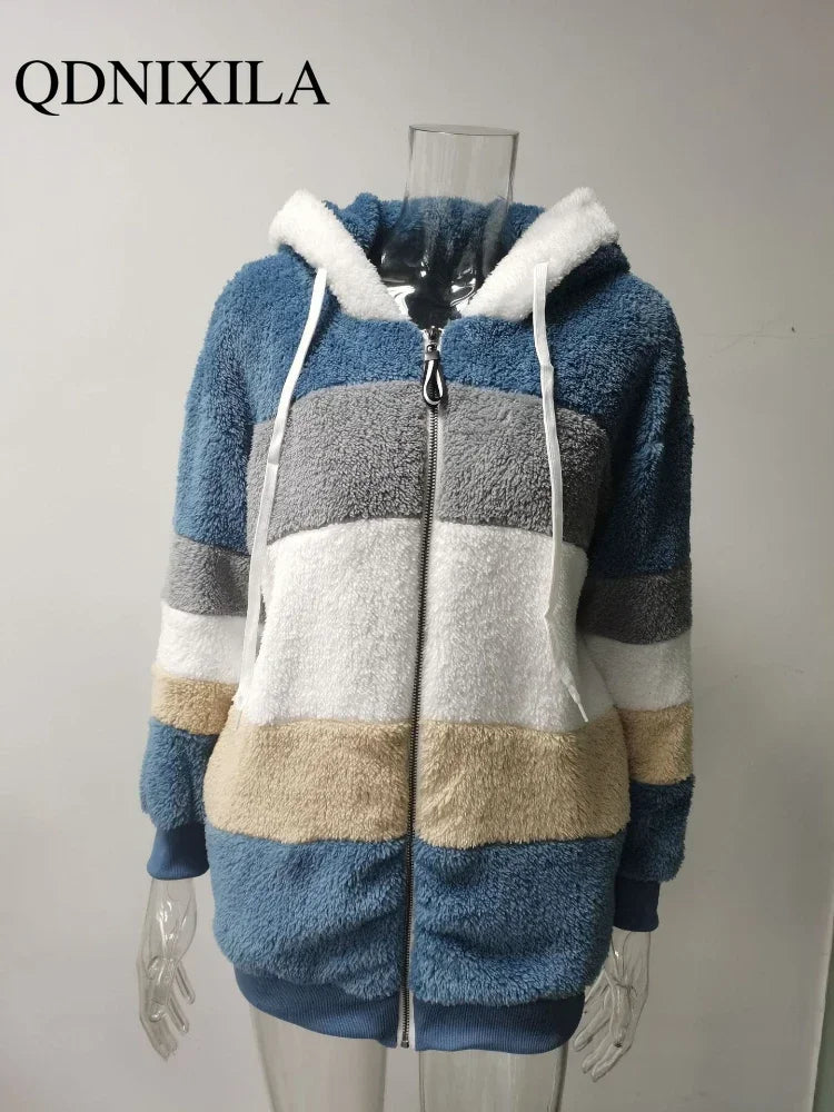 Warm Plush Zipper Pocket Hooded