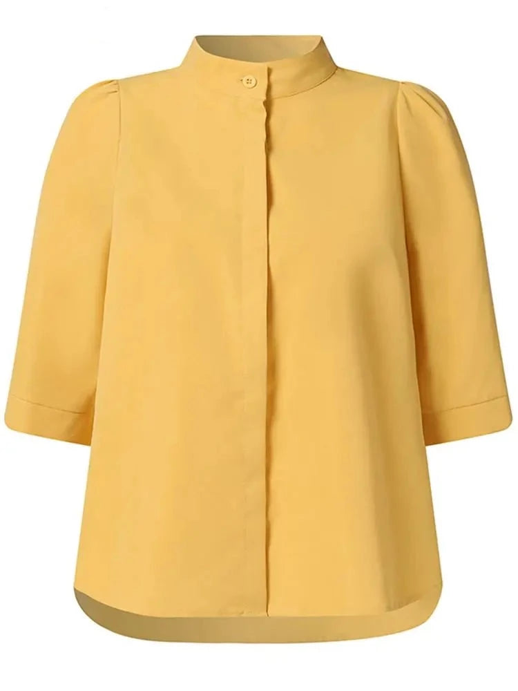 Women Street Solid Color Blouse