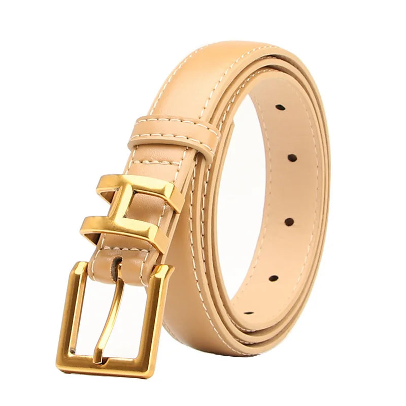 Women Luxury PU Leather Thin Belts