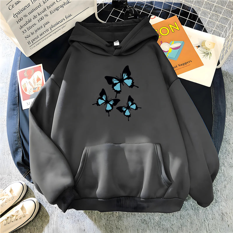 Chic Butterflies Graphic Print Hoodies