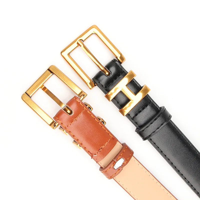 Women Luxury PU Leather Thin Belts