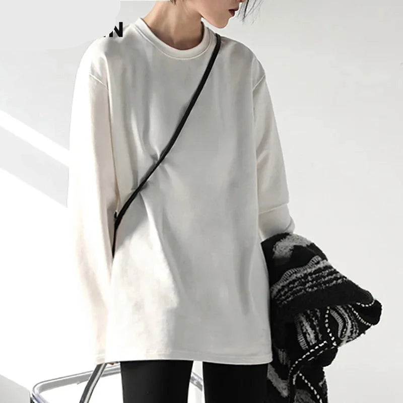 Solid Color Loose Long Sleeve T-shirt