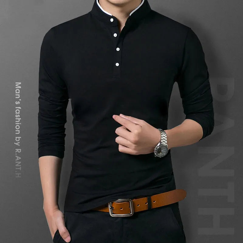 Casual Polo Long Sleeve T-shirt