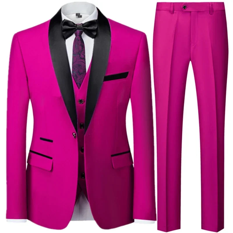 Men Marriage Color Black Collar Suits