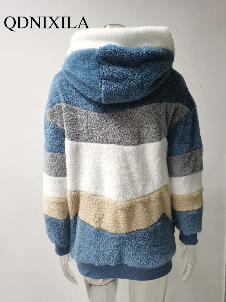 Warm Plush Zipper Pocket Hooded