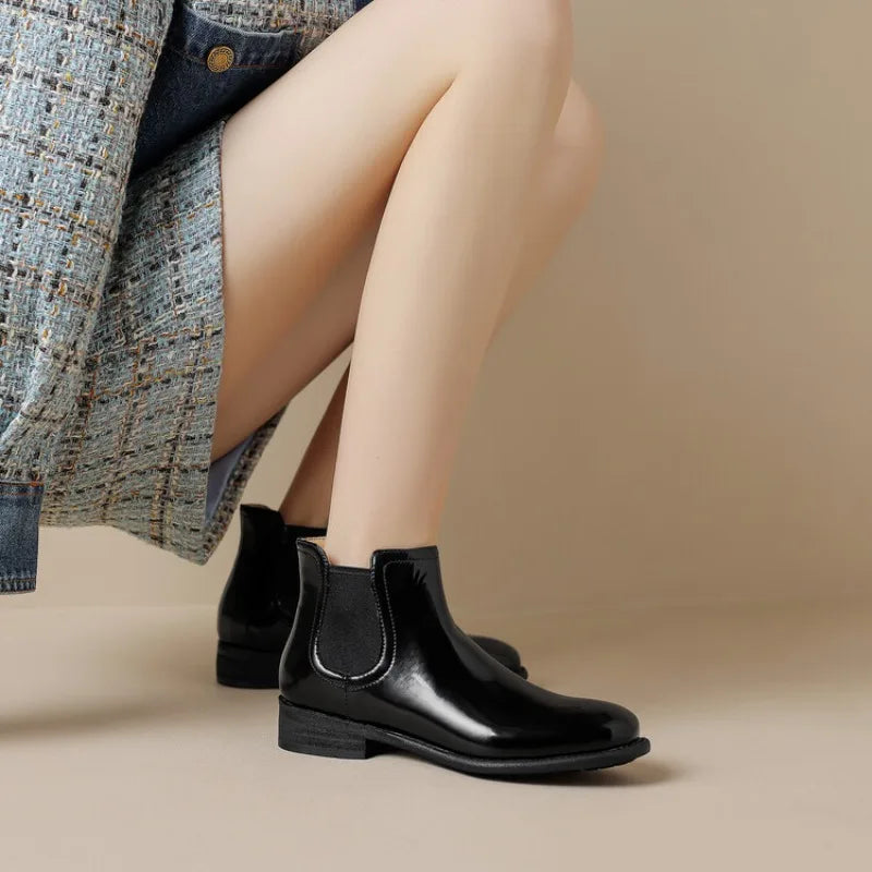 Cow Leather Ankle Boots for Women