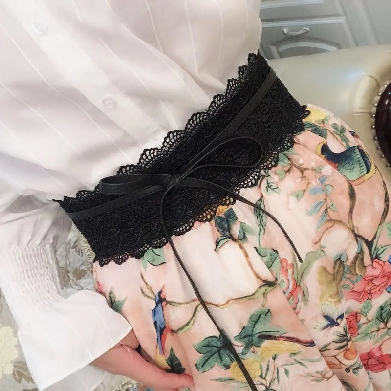 Women Bow Lace Corset Wide Belts