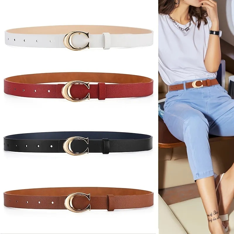 Women's C-shaped Buckle Thin Belt