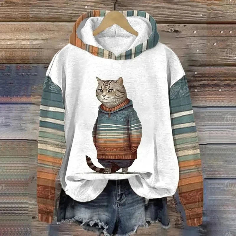 Kawaii Cat Animals Print Hoodie