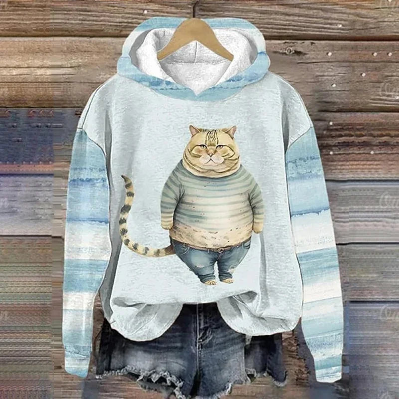 Kawaii Cat Animals Print Hoodie