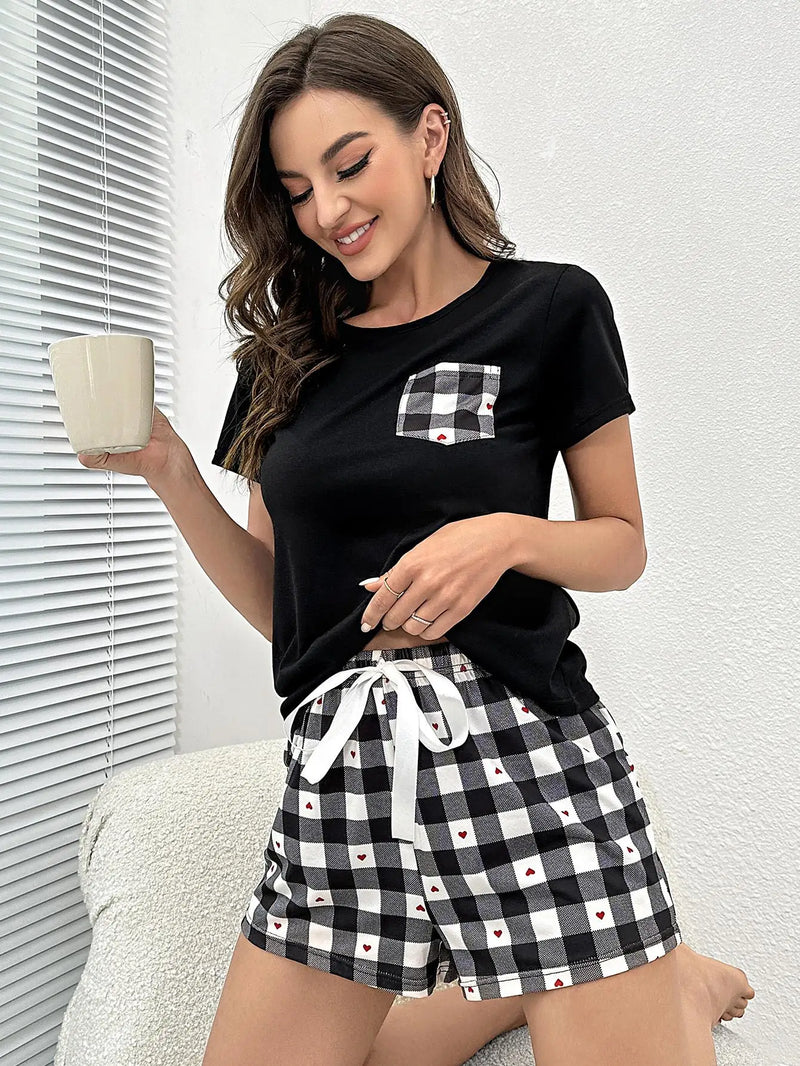 Screw Neck Tee & Shorts Sleepwear