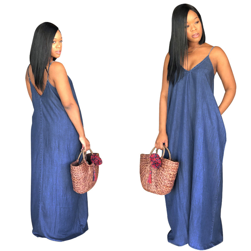 Casual Solid Loose Off Shoulder Maxi Dress