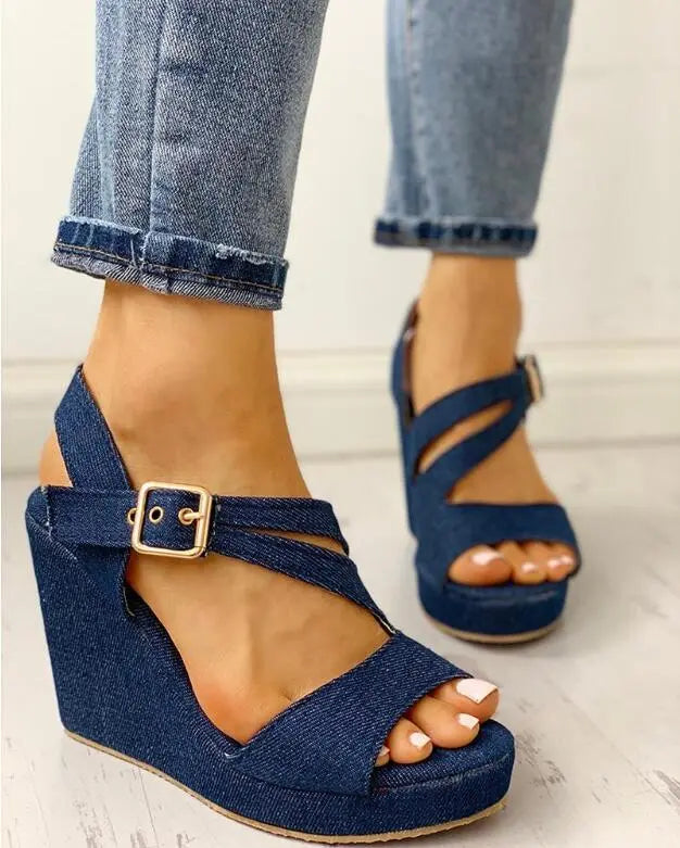 Women Wedges Summer Blue Platform Sandals