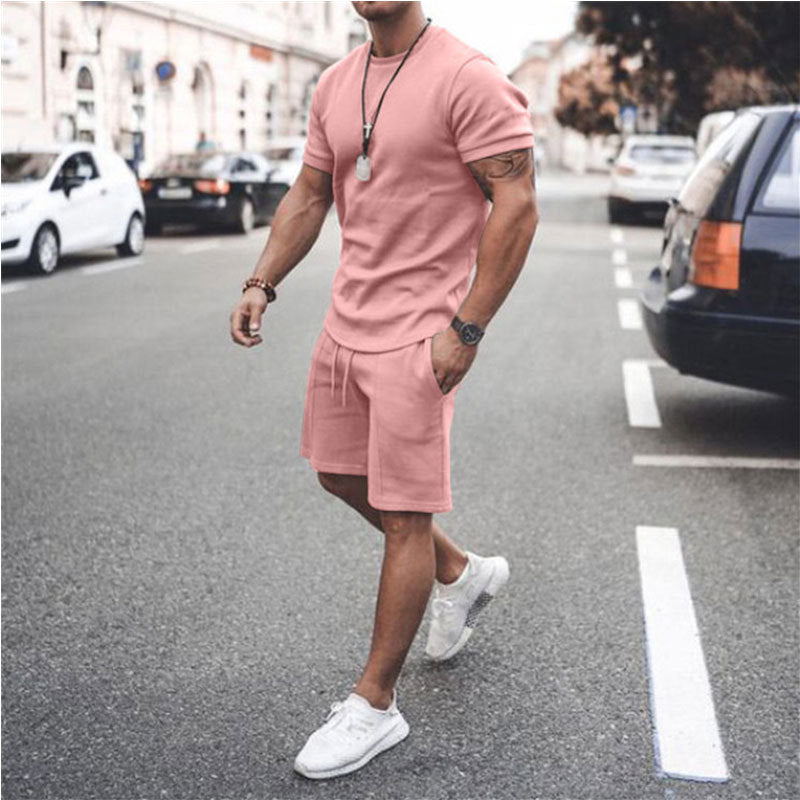 Solid Men Casual Short Sleeve Tracksuit