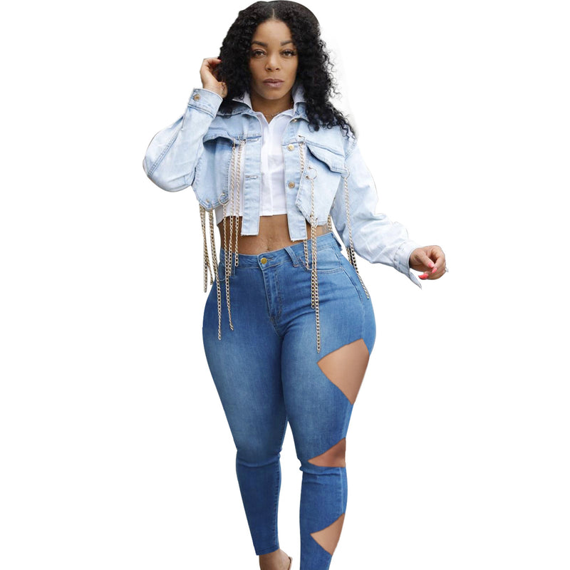 Plus Size Women's Slim-Fit Ripped Jeans