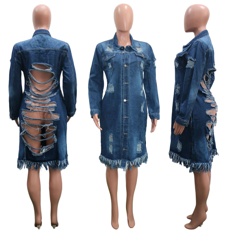 Vintage Casual Coat Female Outerwear Jeans