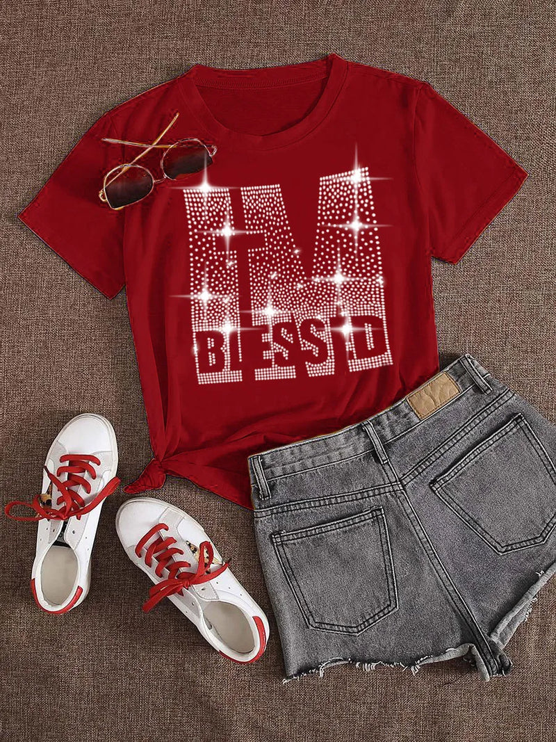 Plus Size Rhinestone Decor T-Shirt