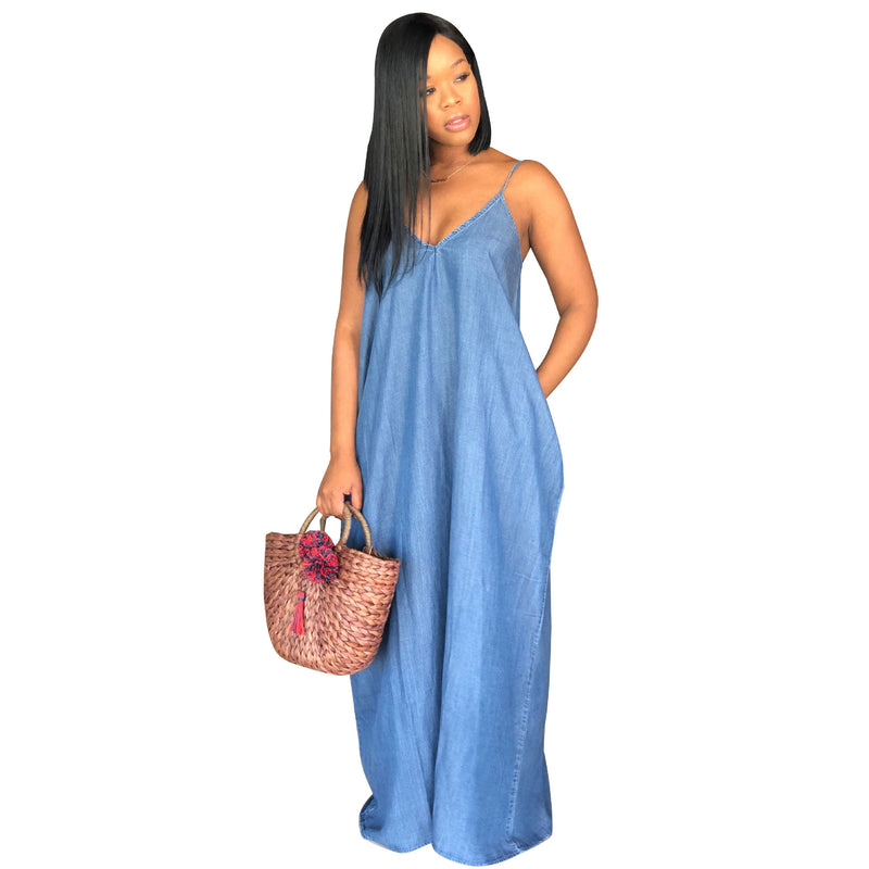 Casual Solid Loose Off Shoulder Maxi Dress