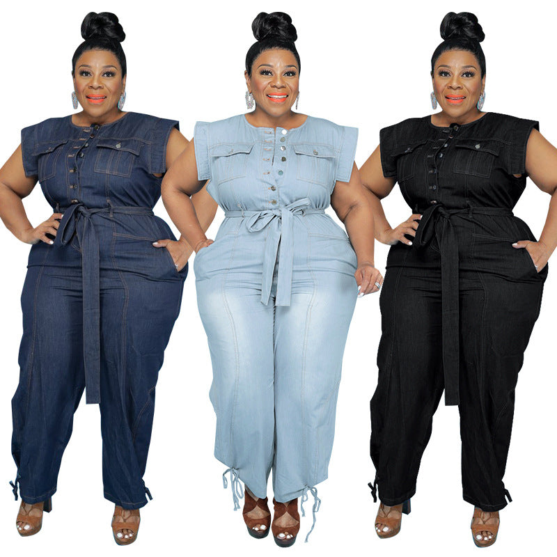 Women Plus Size Overalls Ladies Jumpsuit