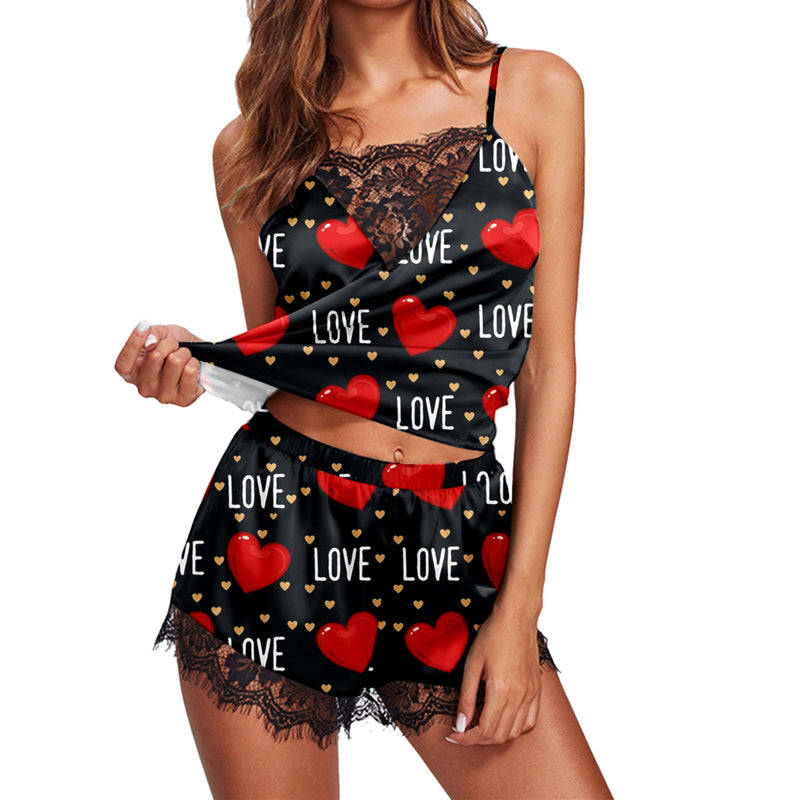 Valentines Small Red Heart Pajama Set