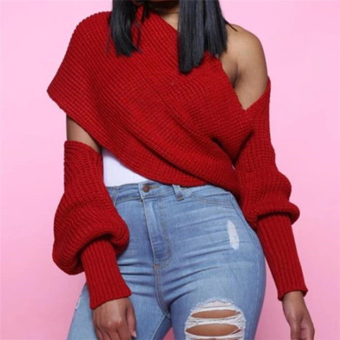 Drop Shoulder Wrap Sweater