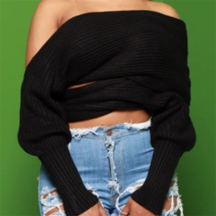 Drop Shoulder Wrap Sweater