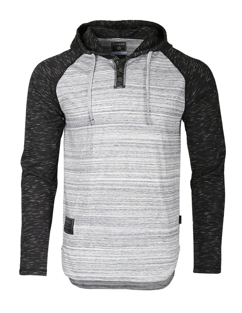 Henley Long Sleeve Round Hooded T-Shirts