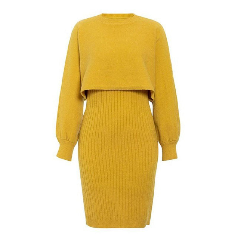 Casual Two Piece Knit Long-Sleeve Dress