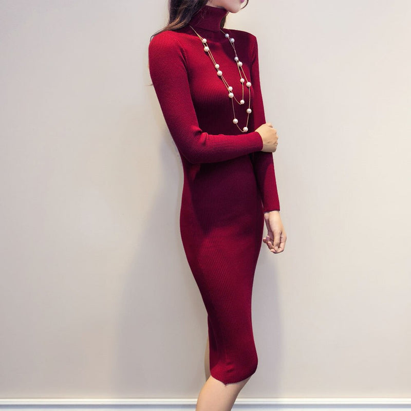 Autumn Winter Knitted Sweater Dresses