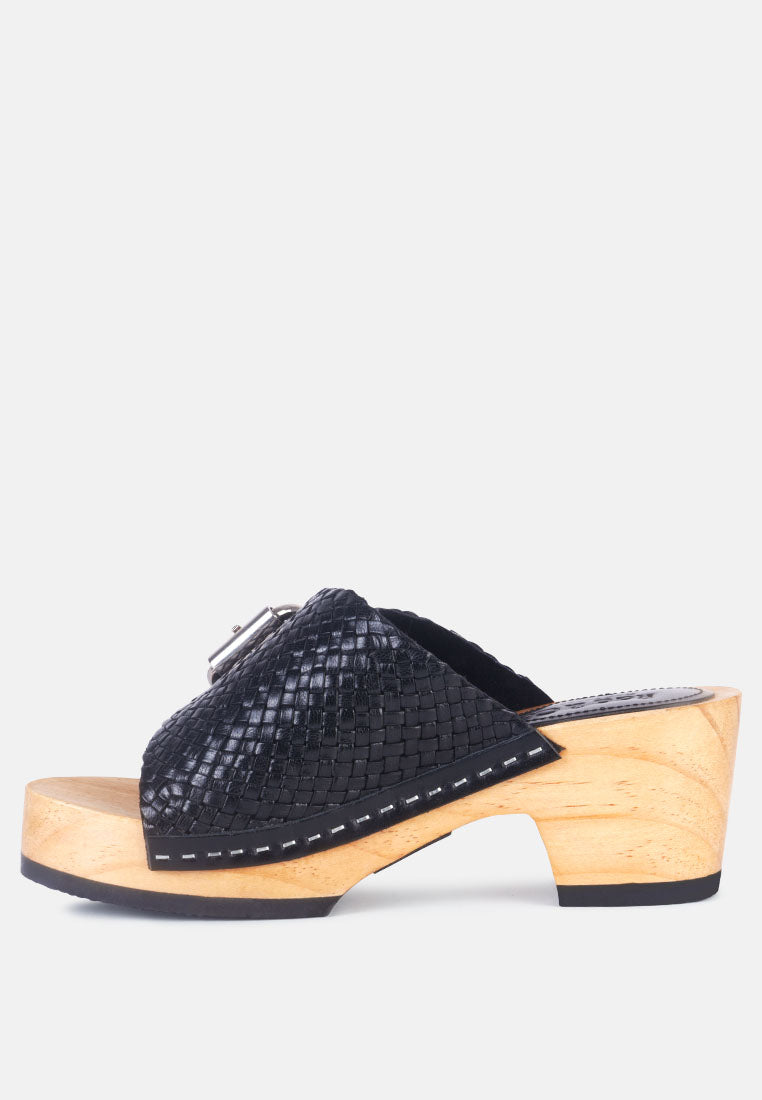 Yoruba Braided Leather Buckled Slide Clogs