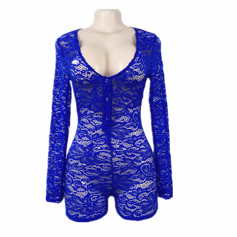 Sexy Lace Women Sleepwear Jumpsuit